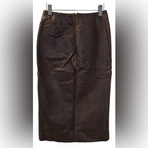 United Colors of Benetton 100% Lambskin Leather Long Pencil Skirt Size 40/US 4